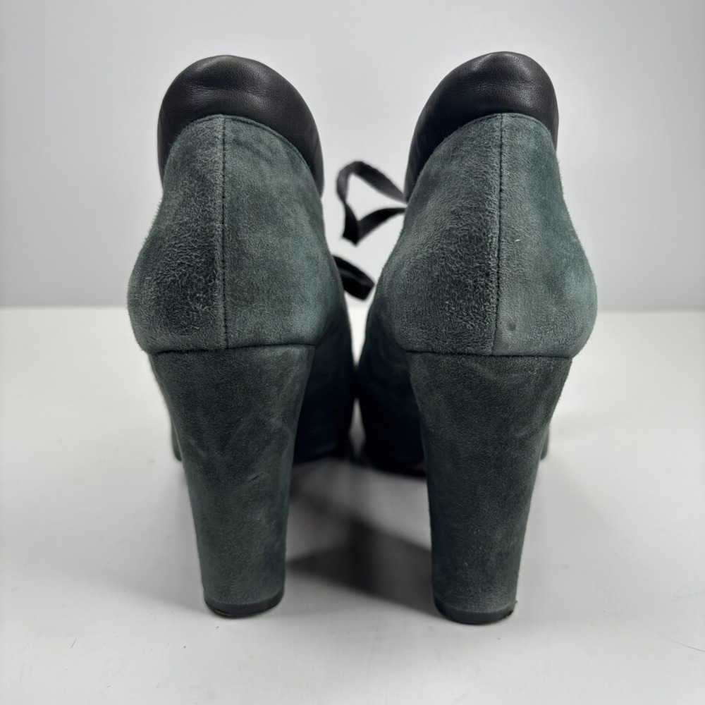 Chie Mihara Olga Women's US 9-9.5/EU 39.5 Deep Blue Suede Lace-Up Heeled Booties - Picture 3 of 16